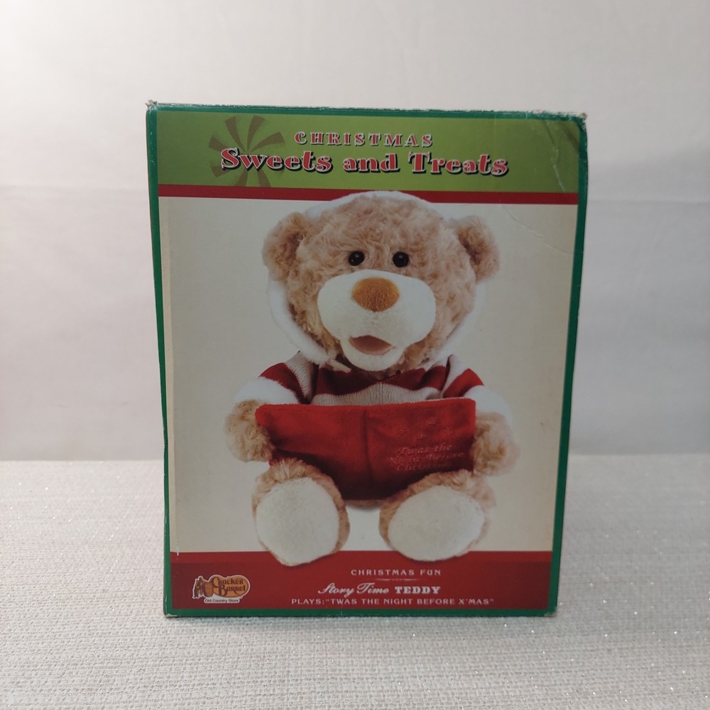 Cracker Barrel Story Time Teddy 10" Animated‎ Musical Christmas Plush & Box 2012